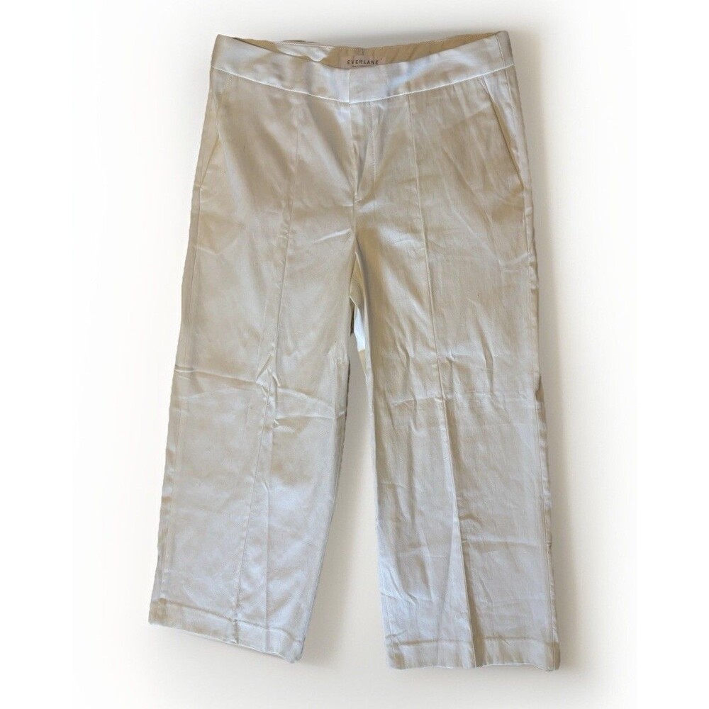 Everlane Womens 8 Ivory White High Rise Drape Pant Wide Leg Dress Pants Slacks